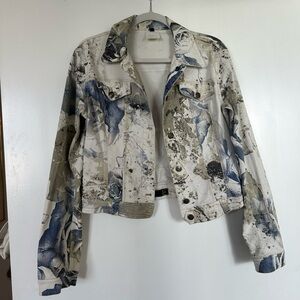 Just Cavalli Blue and Green Floral Jean Jacket